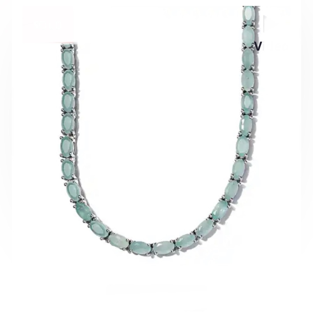 Grandidierite Tennis Necklace 18” Platinum/Sterling Silver 19.00ctw